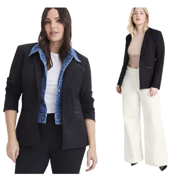 Veronica Beard Iconic Scuba Dickey Jacket Size 8 Navy Blue Blazer Zip Pockets - Picture 2 of 12